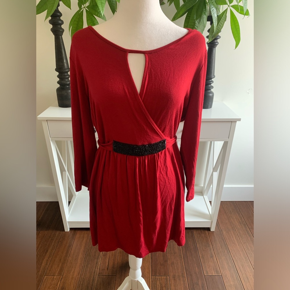 Motherhood Red Long Sleeve Tunic